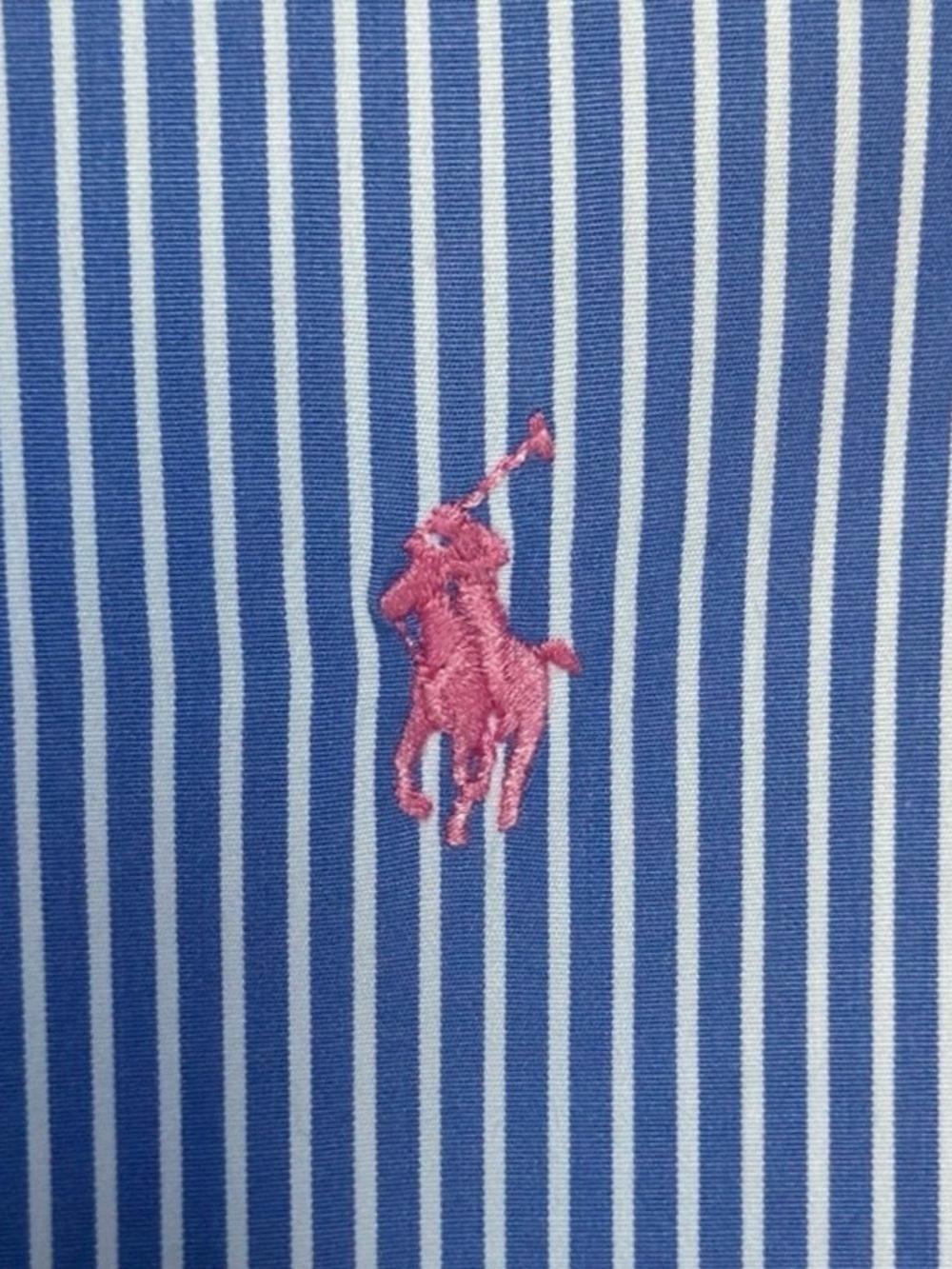 NWOT Ralph Lauren Classic Fit 16.5 34/35 Blue White Pink Striped Button Down